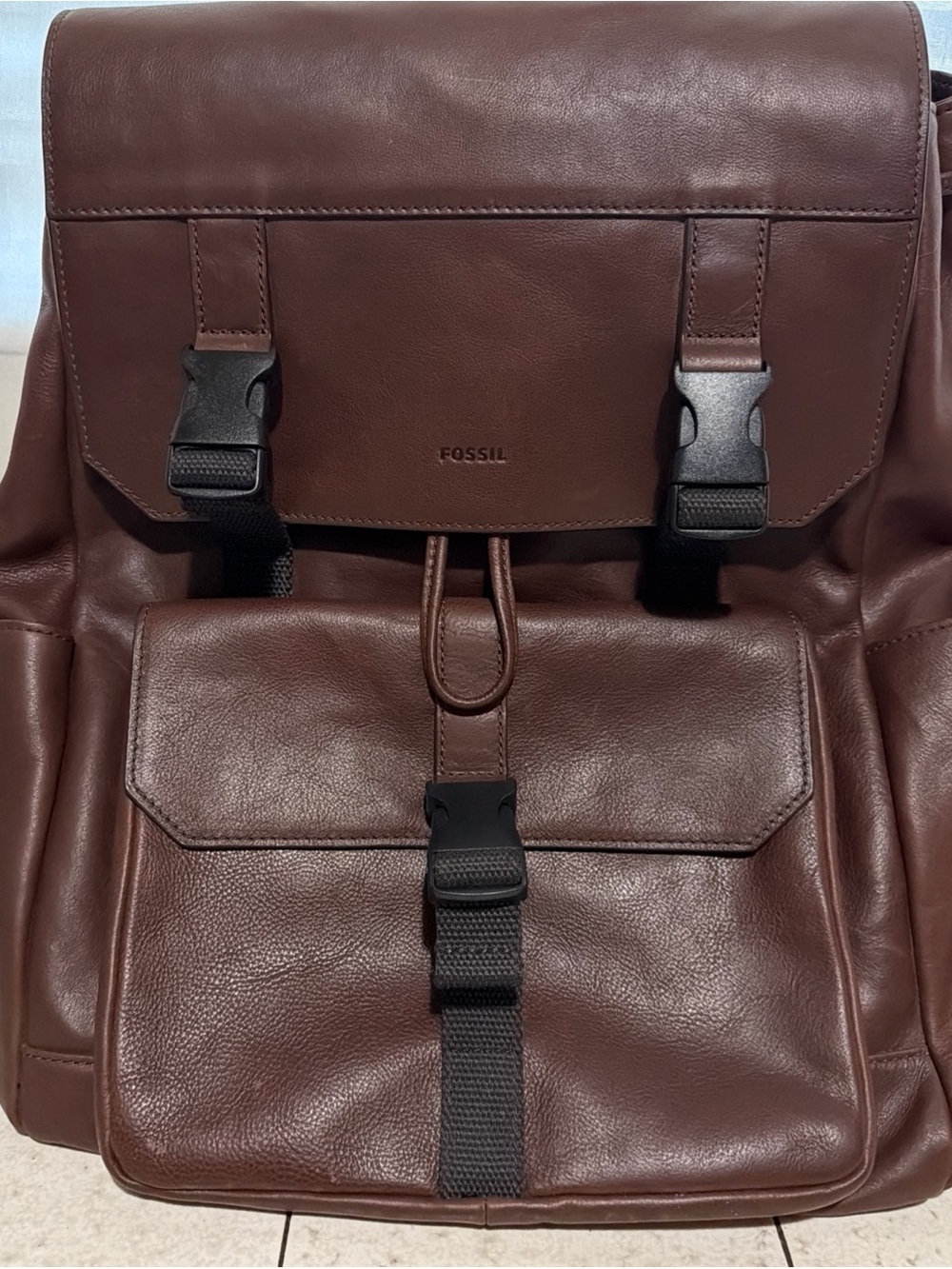 Fossil Chocolate Brown Weston Leather Backpack
